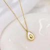 Gold & White Teardrop Pendant Necklace