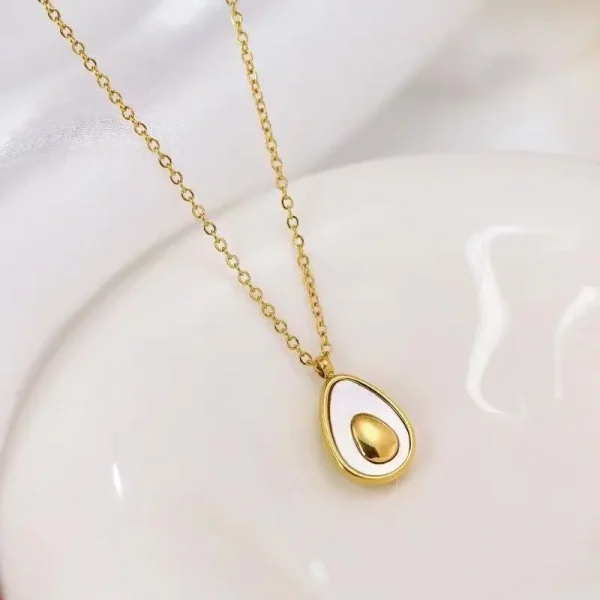 WPS Photos(1) Gold & White Teardrop Pendant Necklace
