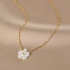 White Flower Pendant Necklace