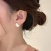 🤍 White Heart Enamel Stud Earrings