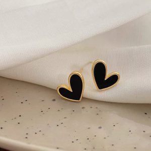 H1601663cbb8c4678aeb161074de8f2d9v 🖤 Black Heart Enamel Stud Earrings