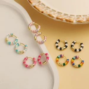 H38a296deb1994857bdb582430b2f1929E 🌈 Enamel Hoop Earrings – Color Pop Collection