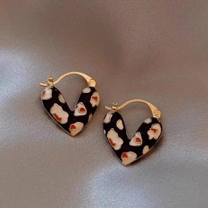 H45c7f92affe04287851ba255b0edf770I 🖤 Black Heart Pattern Hoop Earrings