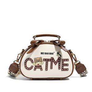 H657b690d39114e0989a2a7773c6de821d 🐾 BEIBAODAO “CATME” Vintage Structured Handbag – Brown Edition
