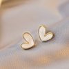 🤍 White Heart Enamel Stud Earrings