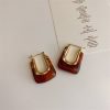 🤎 Amber Brown Gold Square Hoop Earrings