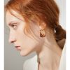 🤎 Amber Brown Gold Square Hoop Earrings