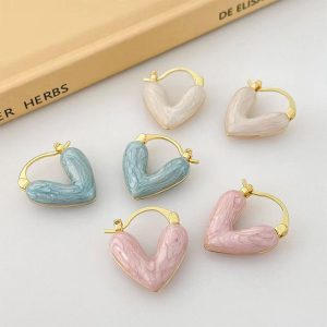 H906d6325f12a40c9b15c83a3d811f910B Pastel Marble Heart Hoop Earrings