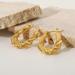 H9618f6fc1ec54c9b99affe2ee2089e9d3 Golden Twist Hoop Earrings